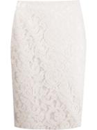 Martha Medeiros Marescot Lace Pencil Skirt, Women's, Size: 40, White, Cotton/viscose/polyamide/silk