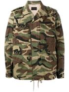 Saint Laurent Camouflage Love-embroidered Parka - Green