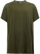 Yohji Yamamoto Slit Neck T-shirt, Men's, Size: 3, Green, Cotton/silk/rayon