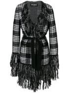 Balmain Fringed Tartan Cardigan - Black