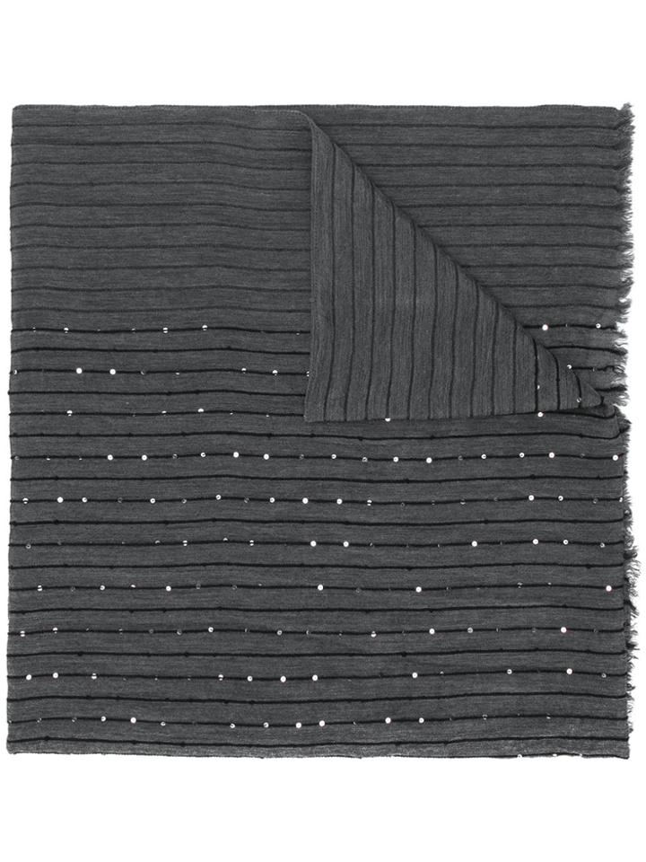 Fabiana Filippi Frayed Hem Sequin Embellished Scarf - Grey