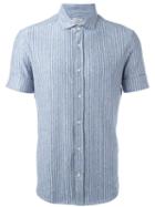 Brunello Cucinelli Striped Shirt, Men's, Size: Large, Blue, Linen/flax/spandex/elastane