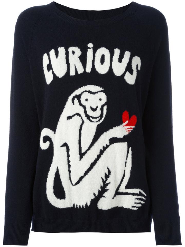 Chinti And Parker Curious Monkey Jumper, Women's, Size: Medium, Black, Cashmere