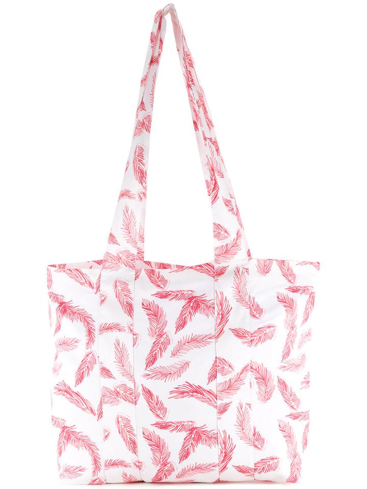 Dalood Leaf Print Beach Bag, Women's, Red, Silk/polystyrene