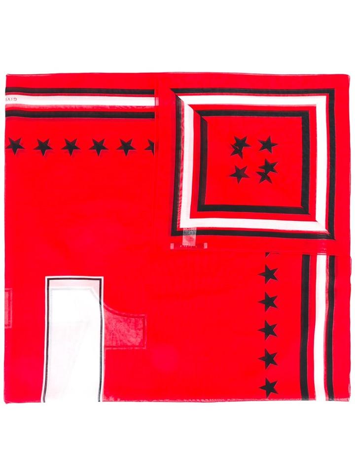 Givenchy 17 Print Scarf, Women's, Red, Silk/cotton