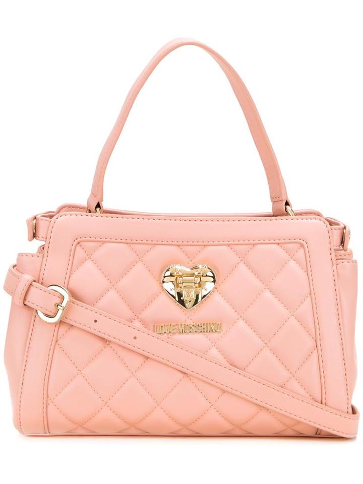 Love Moschino Small Quilted Tote, Women's, Pink/purple