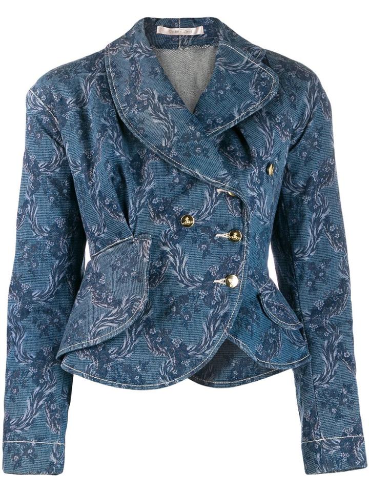 Vivienne Westwood Vintage Floral Print Denim Jacket - Blue