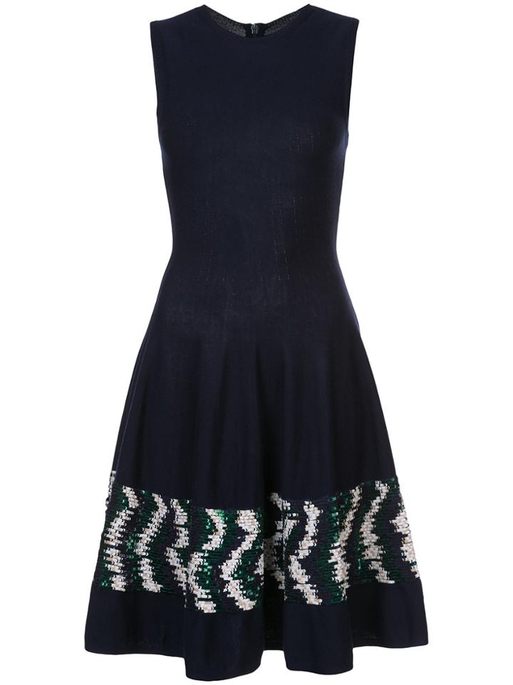 Oscar De La Renta Embroidered Skirt Dress - Blue