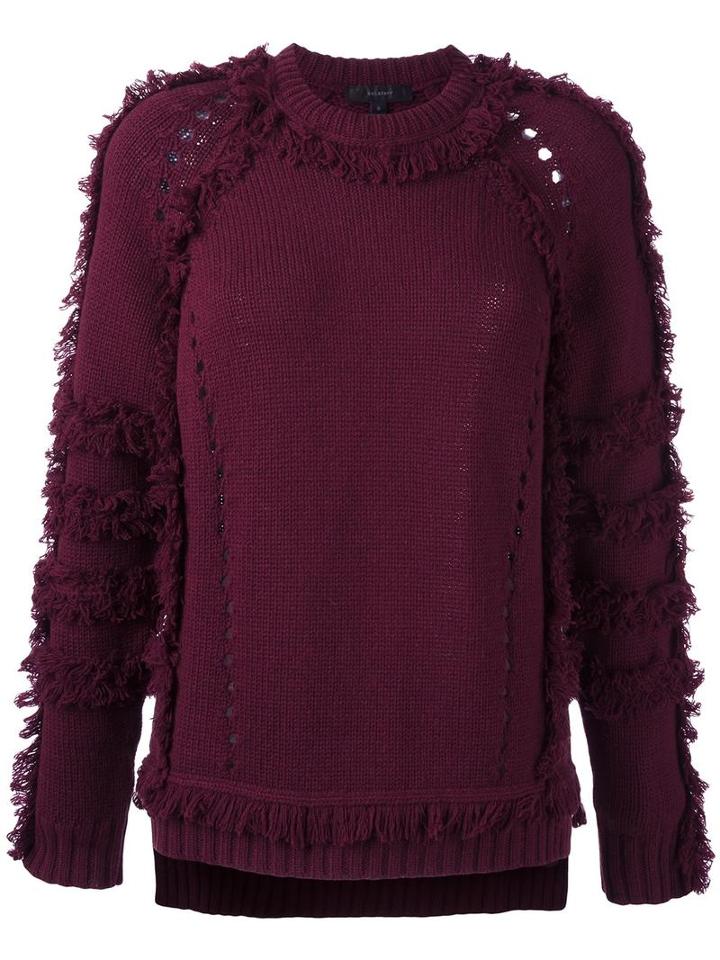 Belstaff Raw Edge Raglan Sleeve Jumper, Women's, Size: Medium, Red, Silk/wool/cashmere