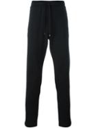 Dolce & Gabbana Embroidered Rose Track Pants, Men's, Size: 48, Black, Cotton/calf Leather/silk