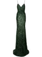 Alex Perry Embellished Leopard Print Dress - Green