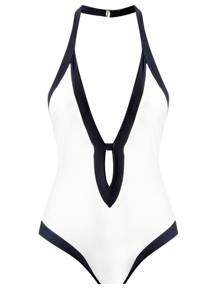 Adriana Degreas Deep V Neck Swimsuit - Black