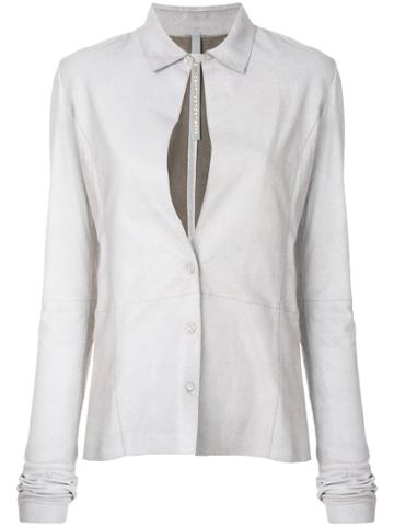 Olsthoorn Vanderwilt Front Slit Leather Shirt - Grey