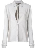 Olsthoorn Vanderwilt Front Slit Leather Shirt - Grey