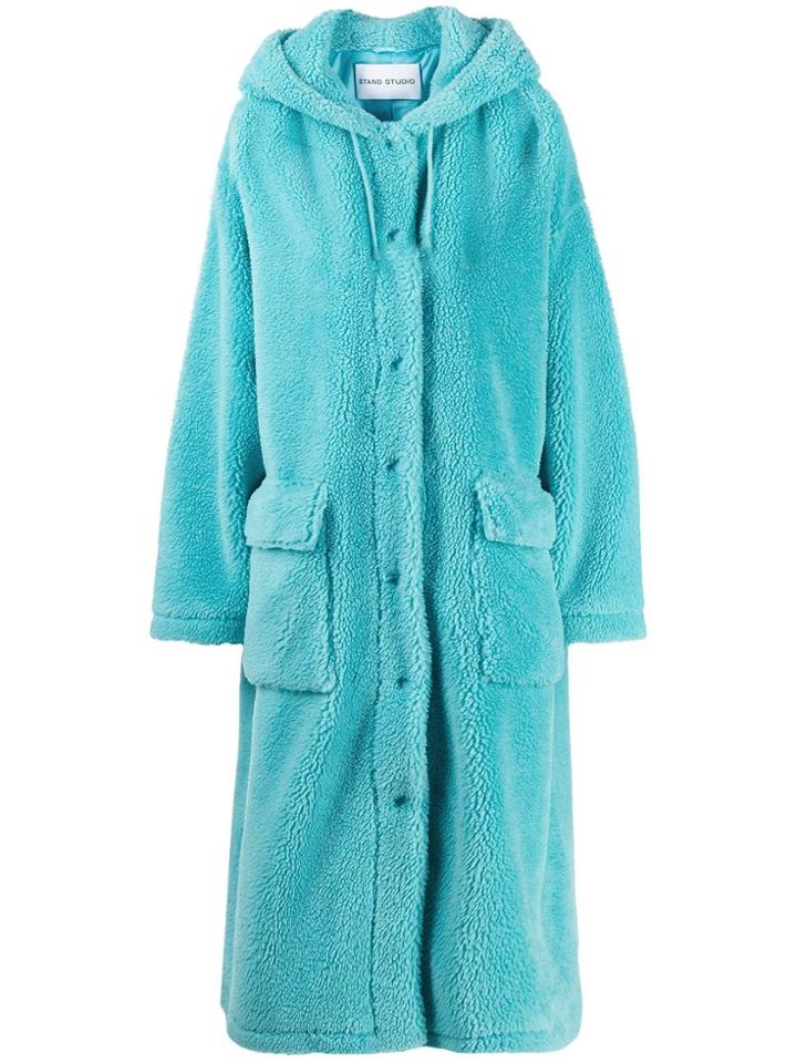 Stand Studio Faux Shearling Coat - Blue