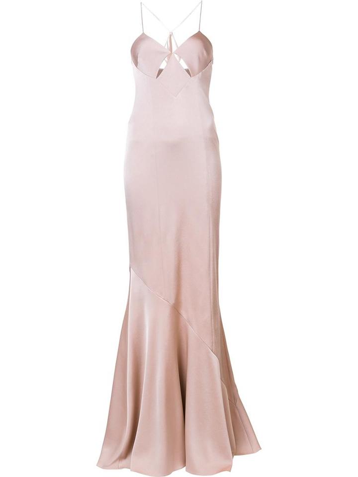 Galvan Cut-off Detailing Long Dress, Women's, Size: 34, Nude/neutrals, Polyester/spandex/elastane/triacetate