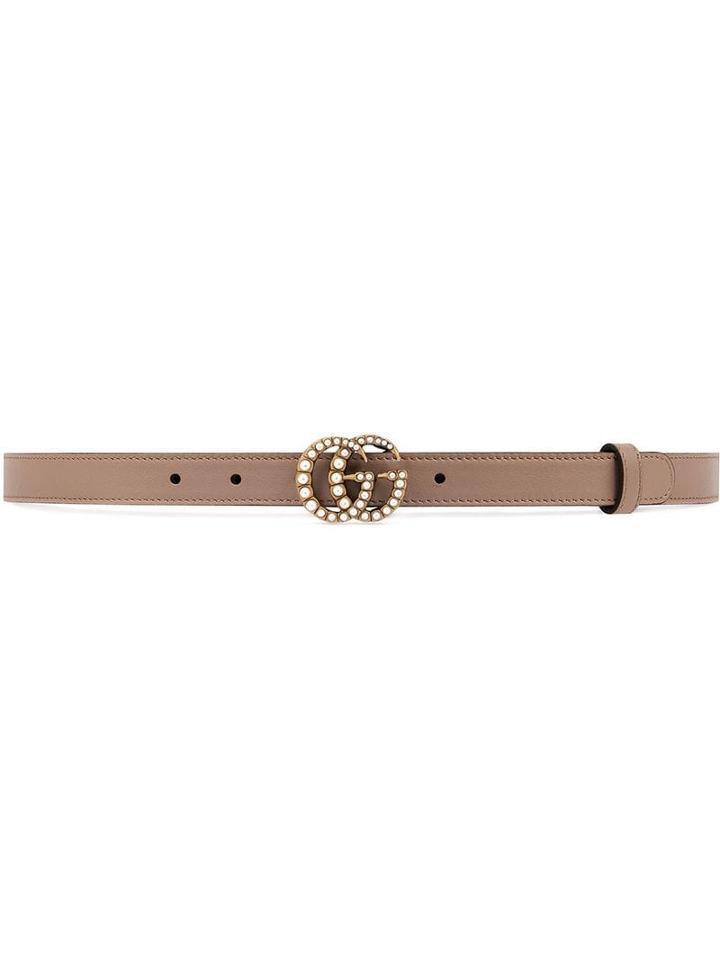 Gucci Pearl Double G Buckle Belt - Neutrals