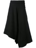 Y's - Asymmetric Cropped Trousers - Women - Cotton - 2, Black, Cotton