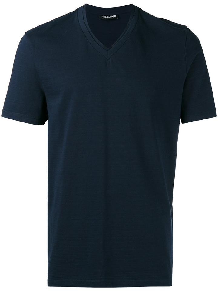 Neil Barrett Double V-neck T-shirt, Men's, Size: Large, Blue, Cotton