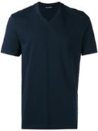Neil Barrett Double V-neck T-shirt, Men's, Size: Large, Blue, Cotton