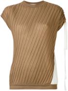 Marni - Ribbed Asymmetric Top - Women - Silk/cotton - 40, Brown, Silk/cotton