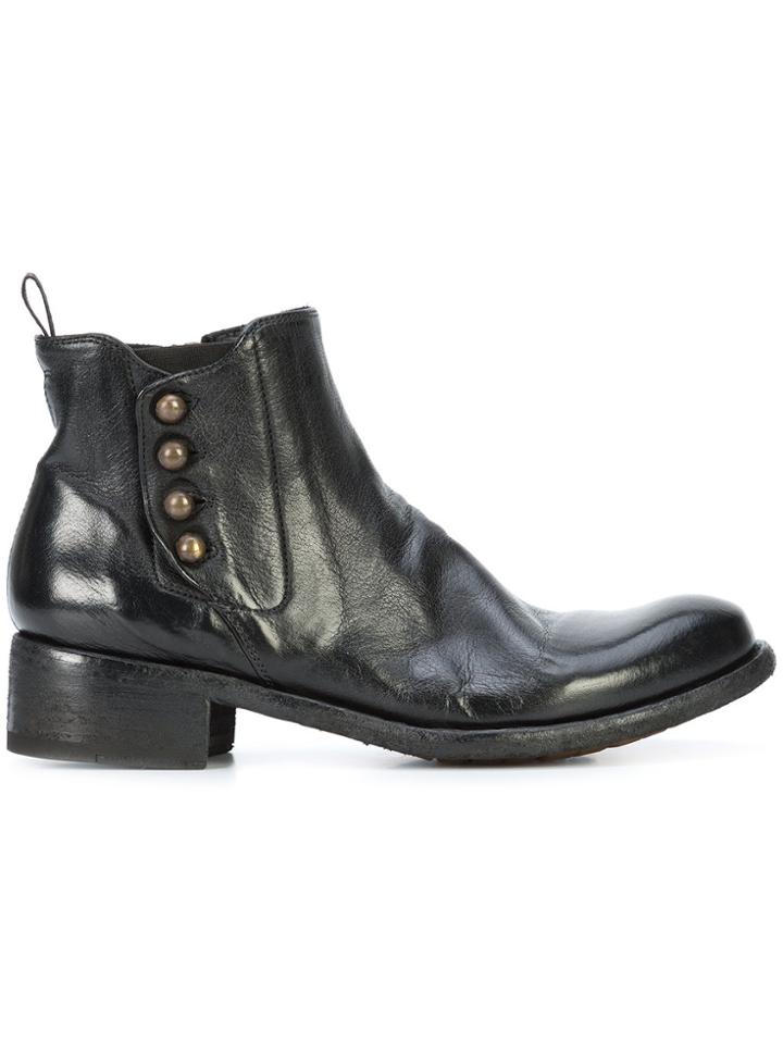 Officine Creative Button Ankle Boots - Black