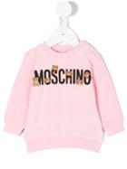 Moschino Kids - Teddy Logo Print Sweatshirt - Kids - Cotton/spandex/elastane - 12 Mth, Pink/purple