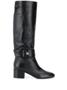 Sergio Rossi Knee High Buckle Boots - Black