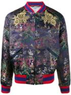 Gucci Jacquard Embroidered Bomber Jacket, Men's, Size: 50, Blue, Viscose/silk