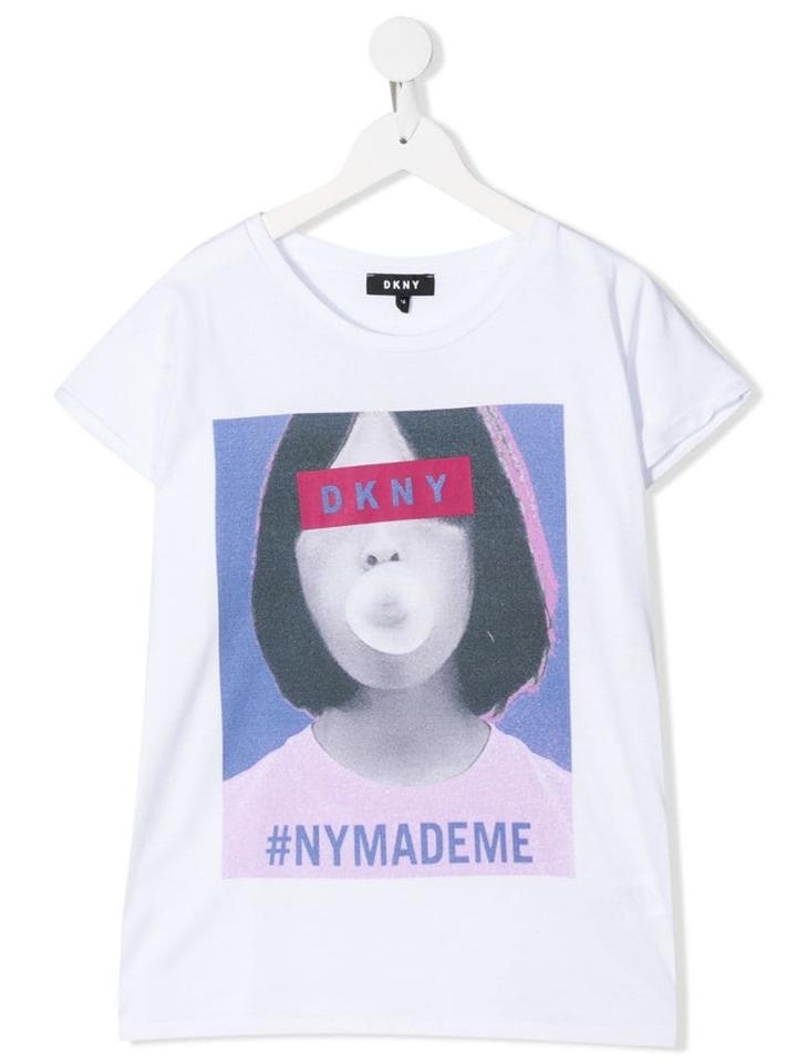 Dkny Kids Teen Photographic Print T-shirt - White