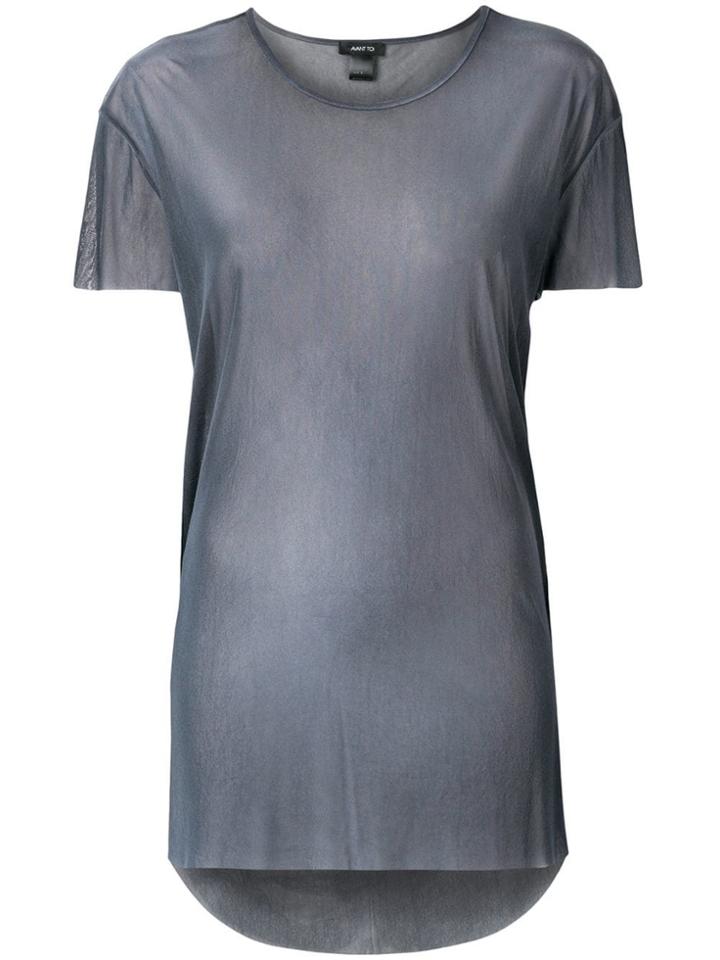 Avant Toi Round-neck Over Tulle T-shirt - Grey