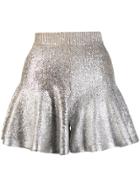 Alexander Mcqueen Metallic Knit Shorts - Silver