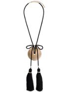 Saint Laurent Tassel And Disk Oversized Necklace - Black
