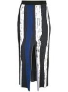 Derek Lam Knit Brush Stroke Jacquard Skirt With Front Slit - Blue