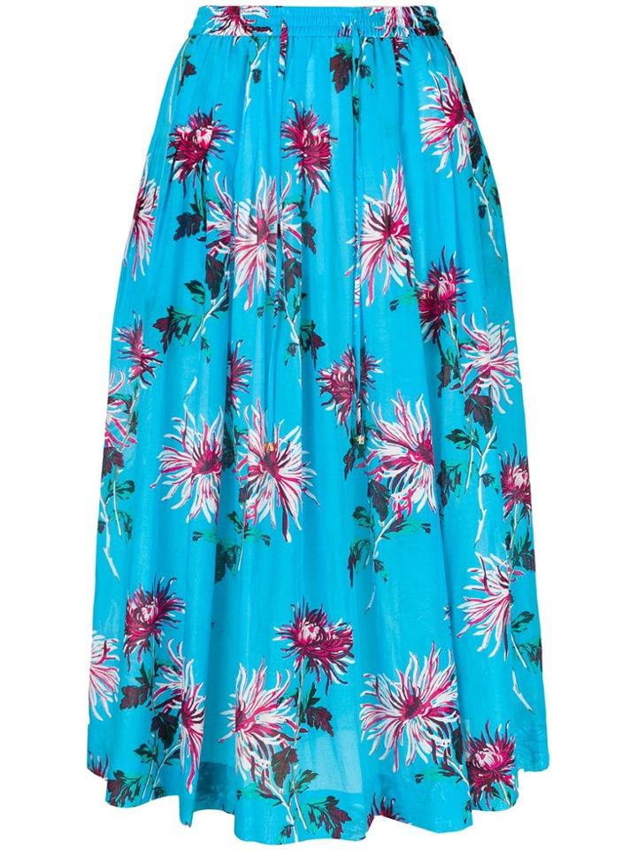 Dvf Diane Von Furstenberg Floral Printed Full Skirt - Blue