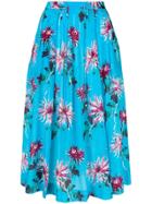 Dvf Diane Von Furstenberg Floral Printed Full Skirt - Blue