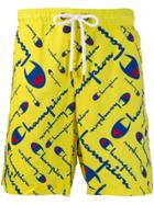 Champion Logo Print Swim Shorts - Yellow