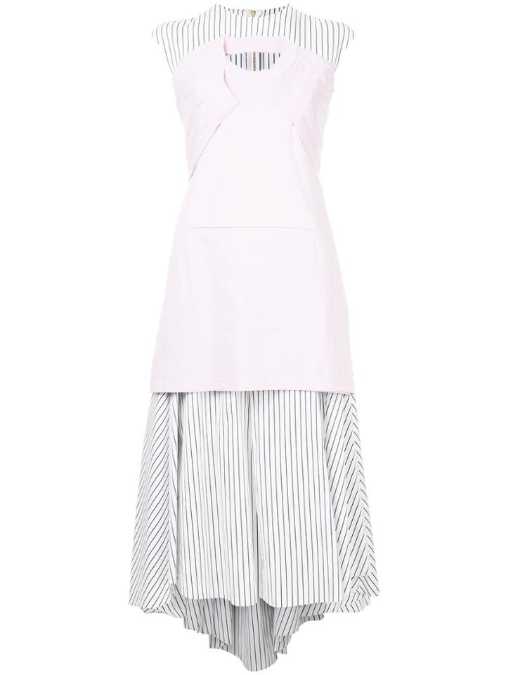 Aganovich Layered Detail Striped Dress - Pink & Purple