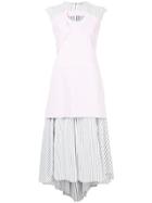 Aganovich Layered Detail Striped Dress - Pink & Purple