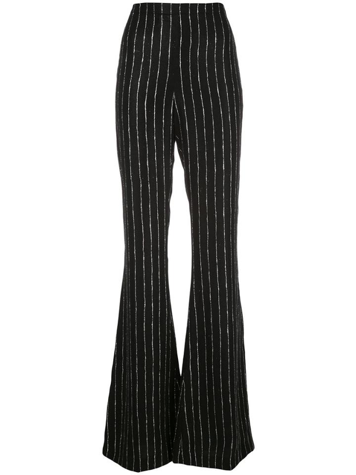 Christian Siriano Striped Wide-leg Trousers - Black