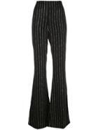 Christian Siriano Striped Wide-leg Trousers - Black