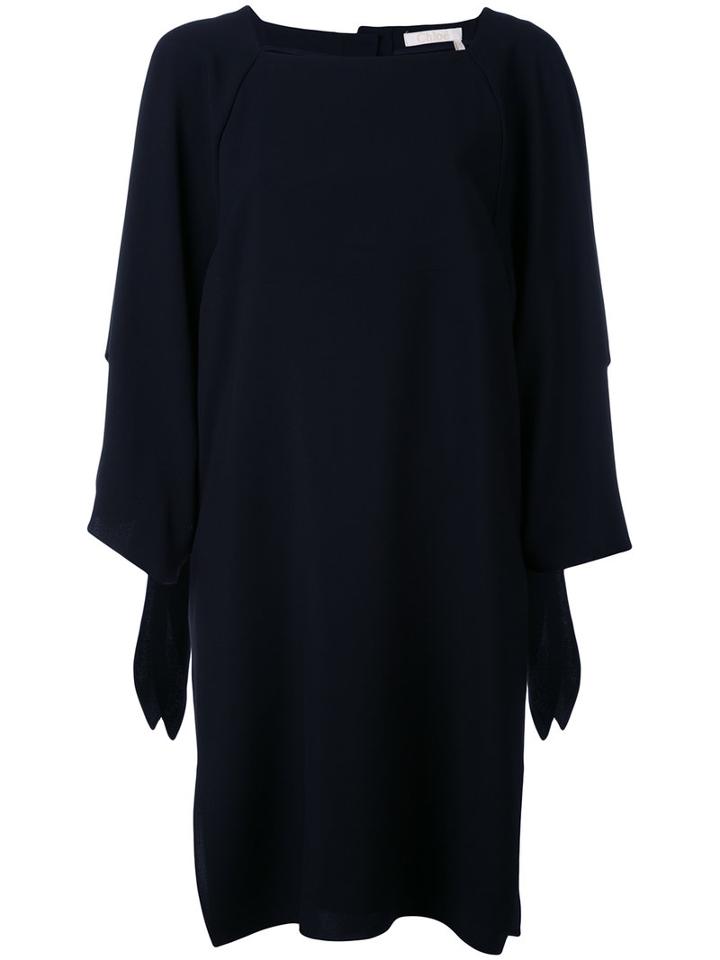 Chloé - Square Neck Shift Dress - Women - Silk/acetate/viscose - 42, Black, Silk/acetate/viscose