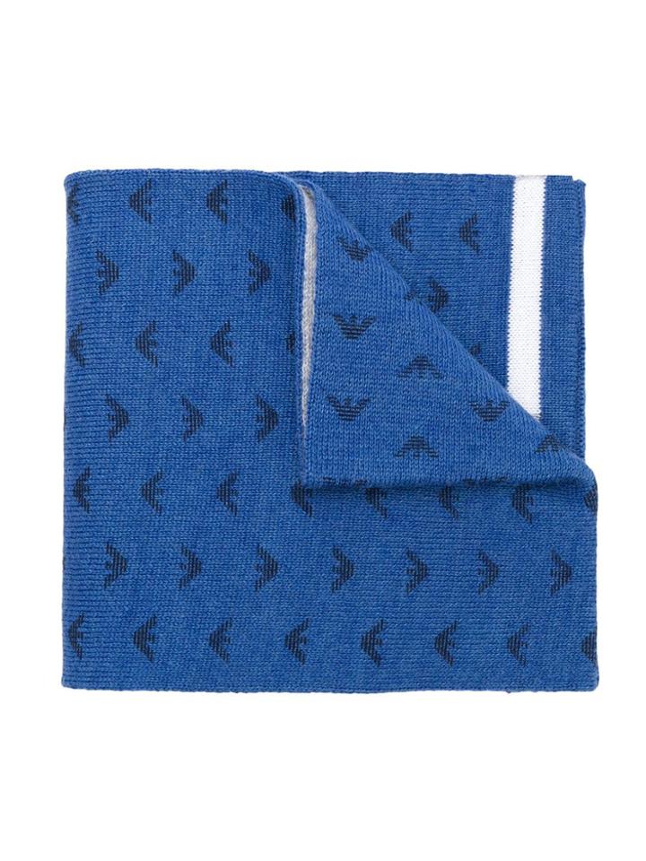 Emporio Armani Kids All Over Logo Scarf - Blue