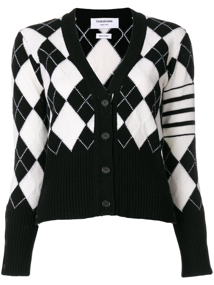Thom Browne Argyle Cardigan - Black