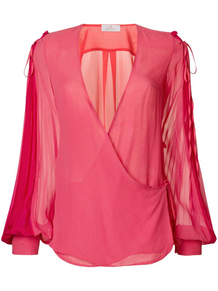 Capucci V-neck Flared Blouse - Pink & Purple