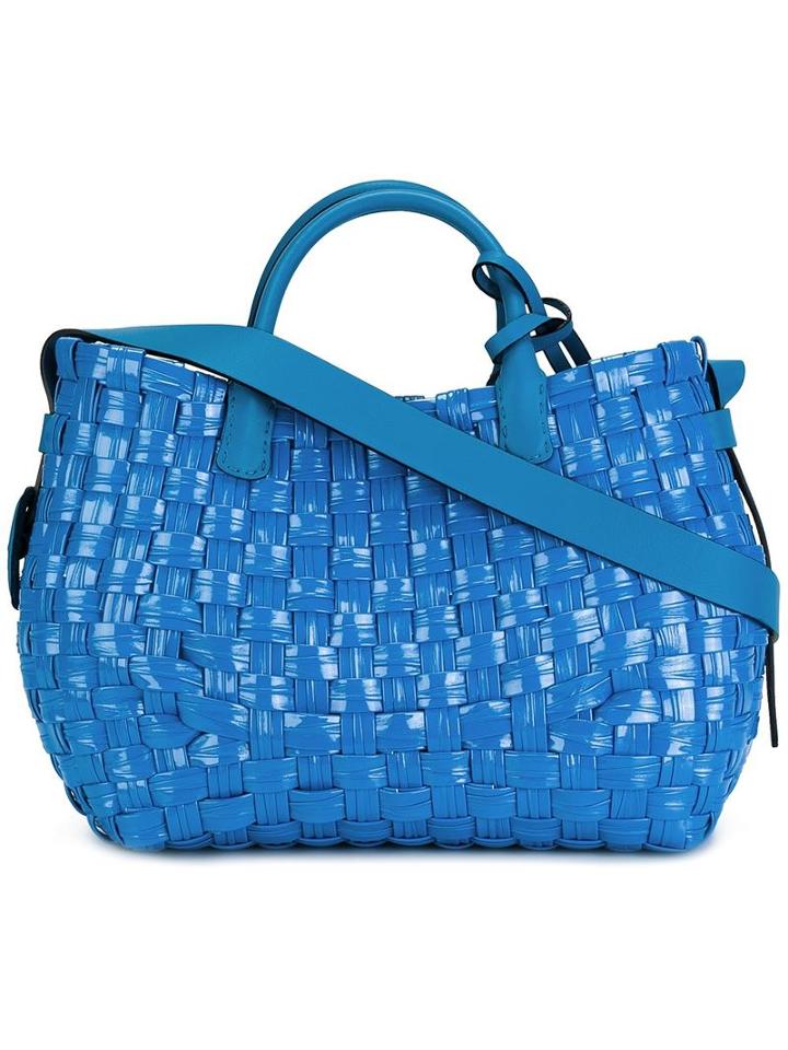 Ermanno Scervino Interlaced Tote, Women's, Blue, Pvc/leather