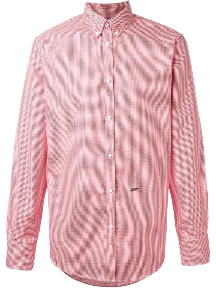 Dsquared2 Houndstooth Print Button Down Collar Shirt