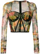 Dolce & Gabbana Floral Print Bustier Top - Black