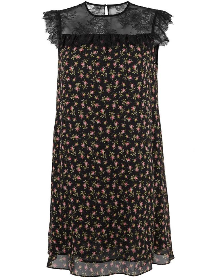 Philosophy Di Lorenzo Serafini Lace Yoke Mini Dress, Women's, Size: 44, Black, Silk/polyamide/polyester