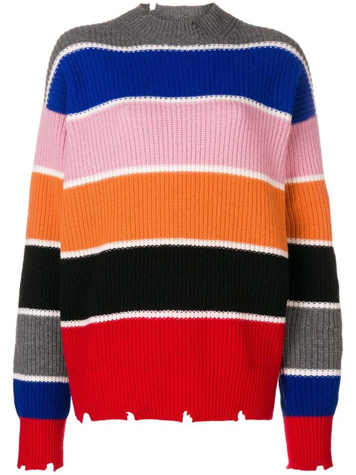 Msgm Knitted Stripped Sweater - Red